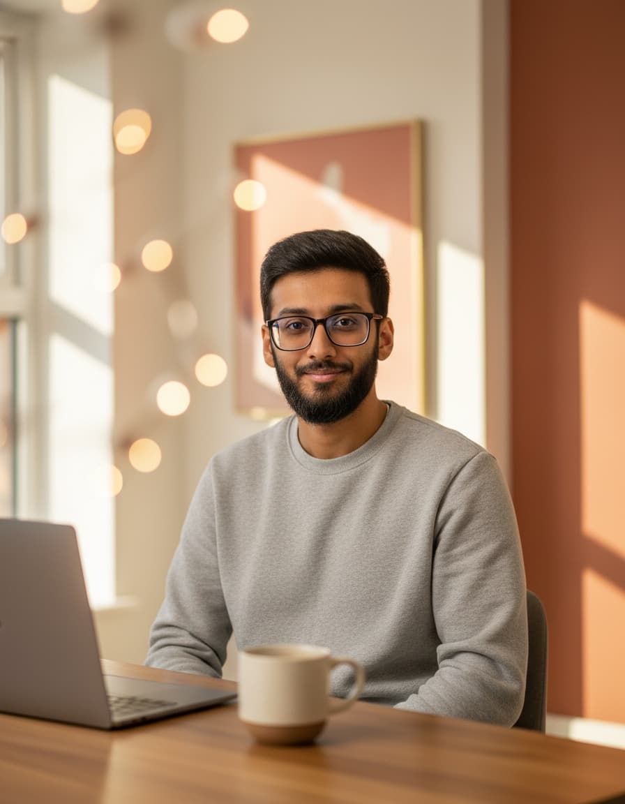 Jamal Ahmed, founder of Codex Services, at his desk