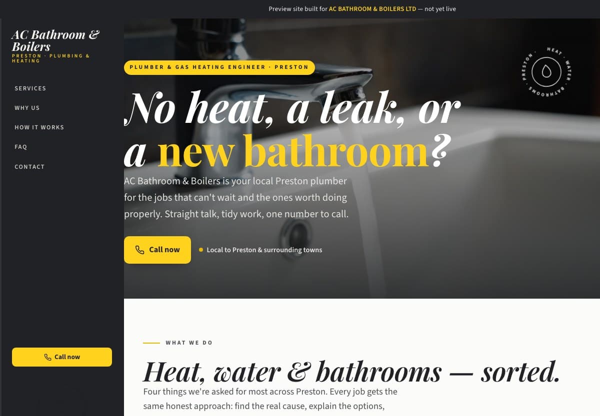 AC Bathroom & Boilers website screenshot