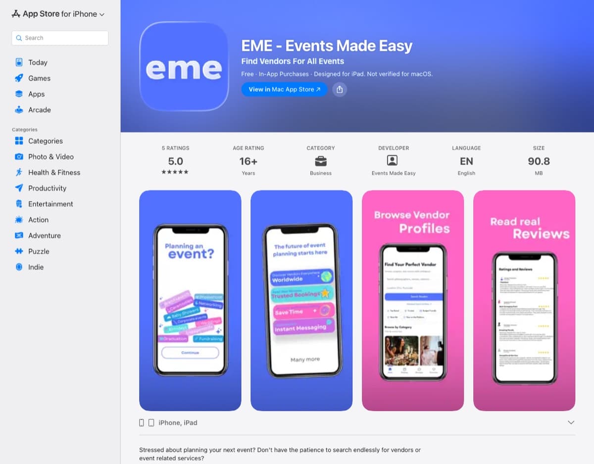 Events Made Easy (EME) screenshot