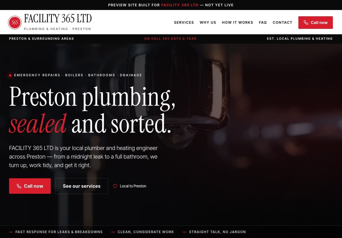 Facility 365 website screenshot