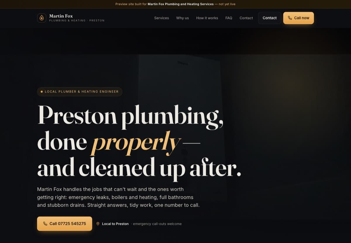 Martin Fox Plumbing & Heating website screenshot
