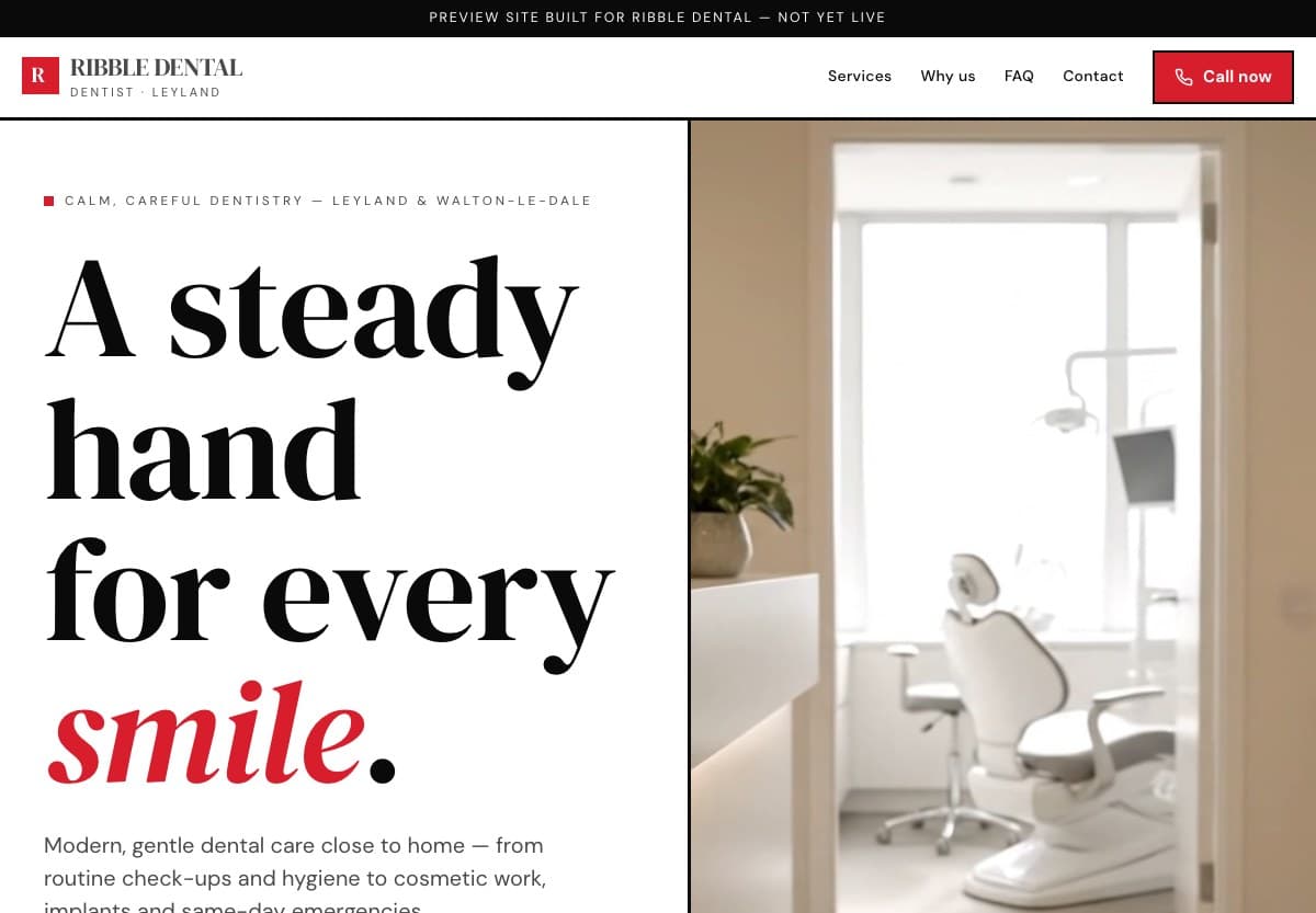 Ribble Dental website screenshot
