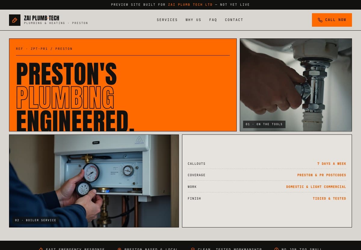 Zai Plumb Tech website screenshot